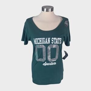 Pro Edge Green Michigan State Ladies Short Sleeve Shirt NEW NWT Medium
